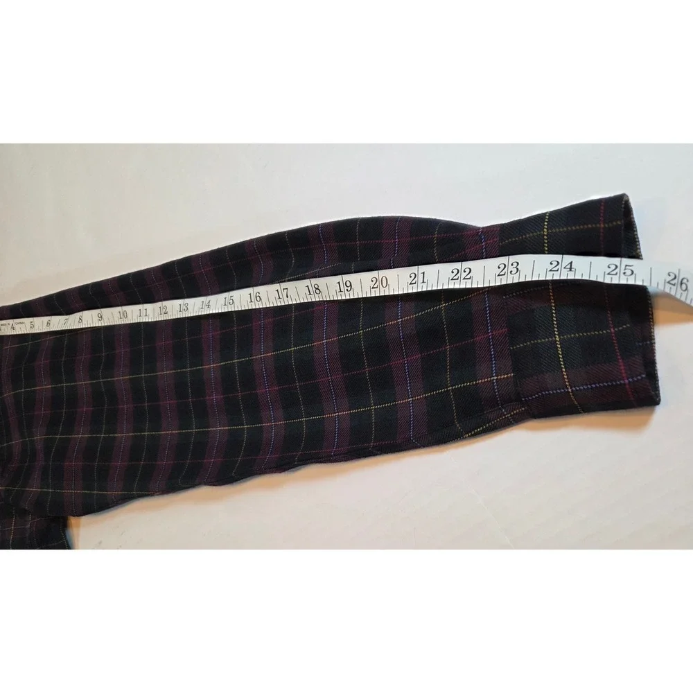 Polo Ralph Lauren Vanguard Wool Plaid Shirt Mens Large Burgundy Green Epaulets